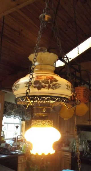 Vintage Hanging Gone with the Wind Swag Hurricane Lamp,  3 way,  2 Bulbs 6