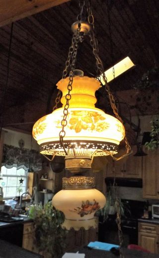 Vintage Hanging Gone with the Wind Swag Hurricane Lamp,  3 way,  2 Bulbs 7