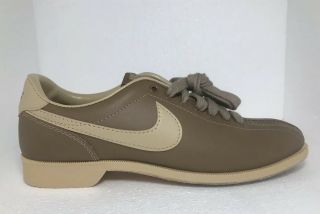 Nike Men Size 8/ Women Size 10 Vintage Taupe Brown Tan Brunswick Bowling Shoes 4