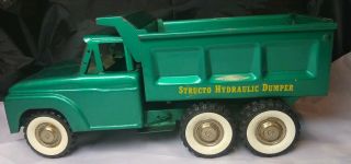 1960s Vintage Green 13.  5” Structo Hydraulic Dumper Dump Truck