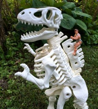 Vintage 1988 Kenner Bone Age 16 " T - Rex Dinosaur W/ Caveman (tyrannosaurus Rex)