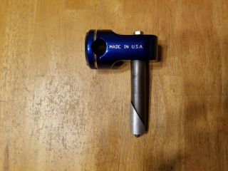 Gt Piston Front Load Bmx 1 " Quill Stem 1 1/8 22.  2mm X 50mm Ano Blue Usa Rare