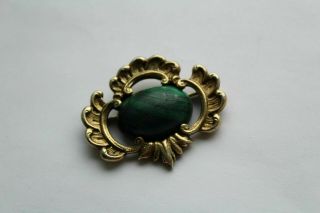 Faberge Design Antique Russian 84 Silver Brooch With Stone 19th Century