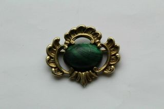 Faberge design Antique Russian 84 silver BROOCH with Stone 19th century 2