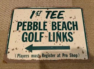 Rare Vintage 1940’s Pebble Beach Golf Links 1st Tee Directional Arrow Sign Wood
