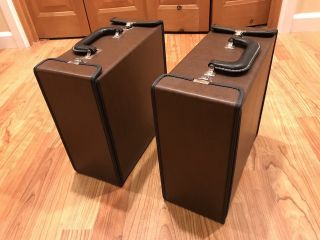 2 Vintage 8 Track Carry Cases Brown Vinyl Holds 20 Each - Tapes Portable Storage