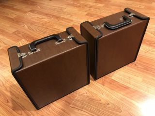 2 Vintage 8 Track Carry Cases Brown Vinyl Holds 20 EACH - Tapes Portable Storage 2