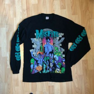 Vintage Misfits Long Sleeve Tour T Shirt,  Mid 90s Never Worn,  Xl,  X - Large,  Punk