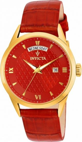 Womens Invicta 22826 Vintage Croco Embossed Red Leather Strap Watch