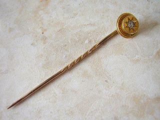 VICTORIAN GOLD AND DIAMOND STICK TIE PIN 1870 15 ct GOLD IN ETRUSCAN DESIGN 2