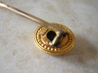 VICTORIAN GOLD AND DIAMOND STICK TIE PIN 1870 15 ct GOLD IN ETRUSCAN DESIGN 5