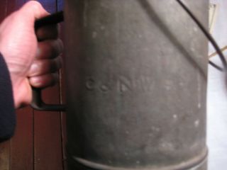 Vintage Chicago & Northwestern Railway Galvanized Oil Can,  marked C & NW RY 6
