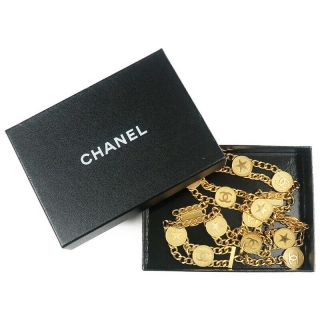Authentic CHANEL CoCo Mark Star Charm Vintage Chain Belt Gold 01P F/S 11