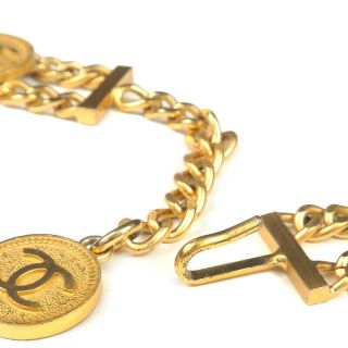 Authentic CHANEL CoCo Mark Star Charm Vintage Chain Belt Gold 01P F/S 6