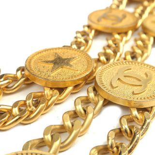 Authentic CHANEL CoCo Mark Star Charm Vintage Chain Belt Gold 01P F/S 7