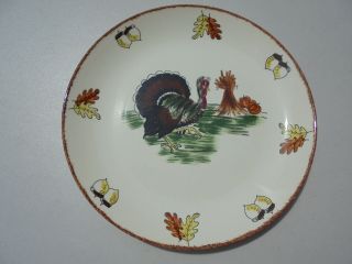 Scarce Vintage Blue Ridge Pottery Turkey Haystack Oak Leaves Acorns Dinner Plate