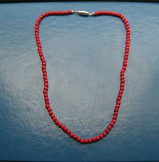 Old Rare Antique Vintage Natural Undyed Italy Coral Necklace Aka Beads 5mm 18gr