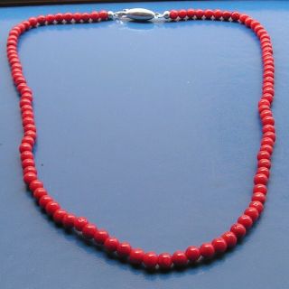 Old Rare Antique Vintage Natural Undyed Italy Coral Necklace AKA Beads 5mm 18Gr 2