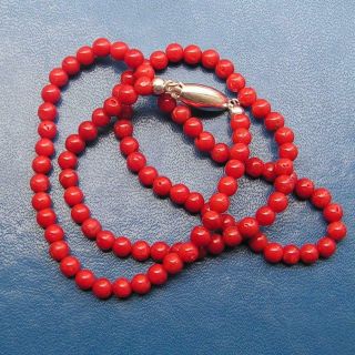 Old Rare Antique Vintage Natural Undyed Italy Coral Necklace AKA Beads 5mm 18Gr 3