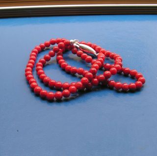 Old Rare Antique Vintage Natural Undyed Italy Coral Necklace AKA Beads 5mm 18Gr 4