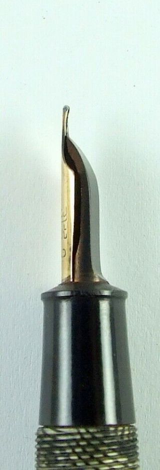 Vintage The Conway Stewart 58 Fountain Pen 14ct Gold Nib Crosshatch Grey/Green 5