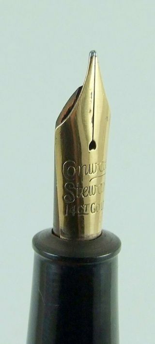 Vintage The Conway Stewart 58 Fountain Pen 14ct Gold Nib Crosshatch Grey/Green 7