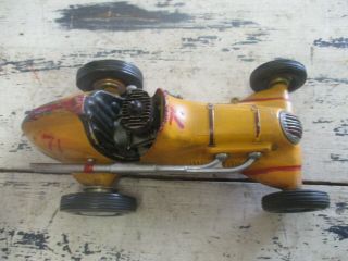 Vintage Yellow Roy Cox Thimble Drome Champion Tether Race Car with Motor 2