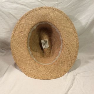 Sandy Blonde Straw Men ' s Hat with Brown Leather Band - - Size 7 1/8 8