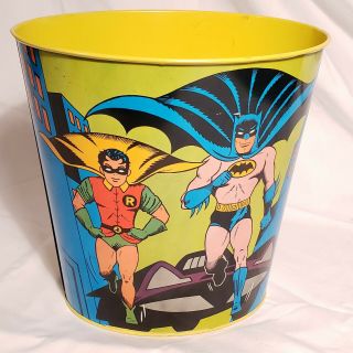 Vintage 1966 Batman & Robin Metal Trash Can Cheinco N/m Collector Quality
