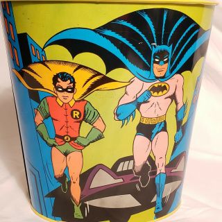 Vintage 1966 BATMAN & ROBIN metal trash can CheinCo N/M Collector Quality 2