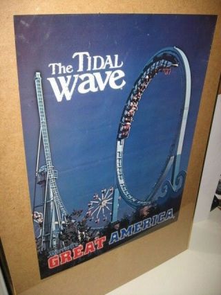 Vintage Tidal Wave Great America Loop Rollercoaster Promo Poster Amusement Park