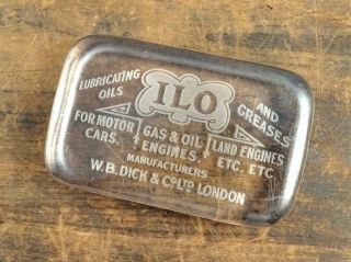 Vintage Ilo Oil Grease Glass Advertising Paperweight - Motor,  Car,  Gas,  Garage