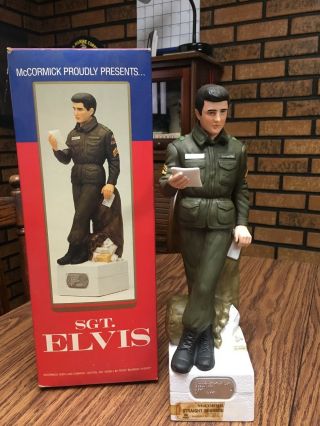 Vintage " Sgt.  Elvis " Large Mccormick Whiskey Decanter And Music Box