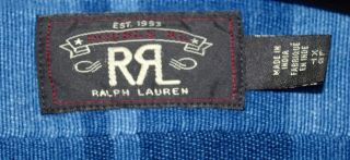 Nwt Rrl Ralph Lauren Vintage Inspired Thick Indigo Cotton Jacquard Work Shirt L