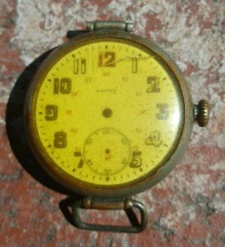 Vintage Antique 1918 Triple Signed Ww1 Zenith Officers Large Trench Parts Watch