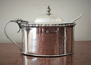 Solid Silver Mustard Pot / Norwich Tennis Trophy,  Birmingham 1912 (53.  6g)