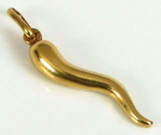 Vintage 14k Yellow Gold Italian Horn Pendant For Necklace Fine Fashion 1.  03g