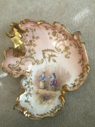 Antique Sevres Hand Painted Art Porcelain With Handle,  Raised Gold