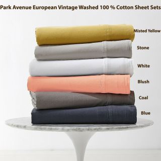 Park Avenue European Vintage Washed 100 Cotton Sheet Set 6 - Colour Options