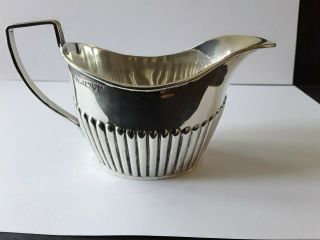 Queen Anne Style Silver Half Fluted Cream Jug Chester