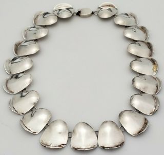Vintage Mid - Century Modernist Taxco Mexico Sterling Silver Necklace / Tc - 102