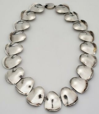 VINTAGE MID - CENTURY MODERNIST TAXCO MEXICO STERLING SILVER NECKLACE / TC - 102 3