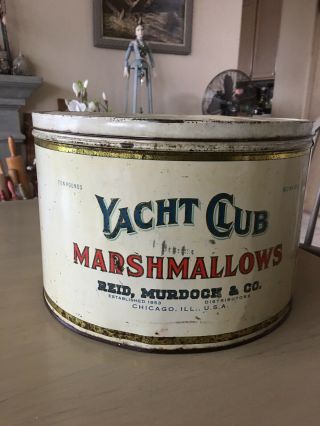 Vintage Yacht Club Marshmallows Tin - Sailing Yacht Tm - Reid,  Murdoch & Co 1853