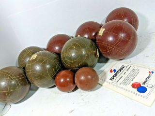 Vintage Rustic Bocce Balls Set Sport Craft Italy