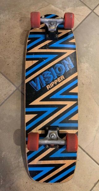 Vintage Vision Ripper Skateboard Deck Blue W/ Vision Wheels Wow