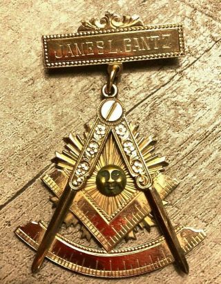 10k Yellow Gold Freemason Masonic Pin Vintage Antique Master 1948 Marked 13.  5 Gr