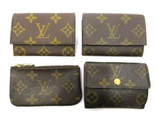 Authentic 4 Item Set Louis Vuitton Monogram Coin Purse Vintage Pvc Leather 68480