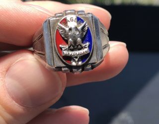 Vintage Eagle Scout Ring,  Sterling,  Size 10 Rare
