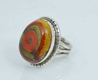 Native American Sterling Silver Red Jasper Ring Vintage Sz 6.  25 Cabochon