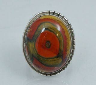Native American Sterling Silver Red Jasper Ring Vintage Sz 6.  25 Cabochon 2